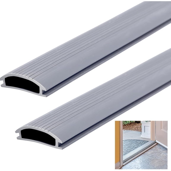 UYWZQ-2 Pcs 36 Inch Vinyl Replacement Insert for Adjustable Height Aluminum Thresholds with Seals 1-5/16 x 3/8 Vinyl Replacement Insert for Front Under Door Weather Stripping Seal Exterior (Gray)