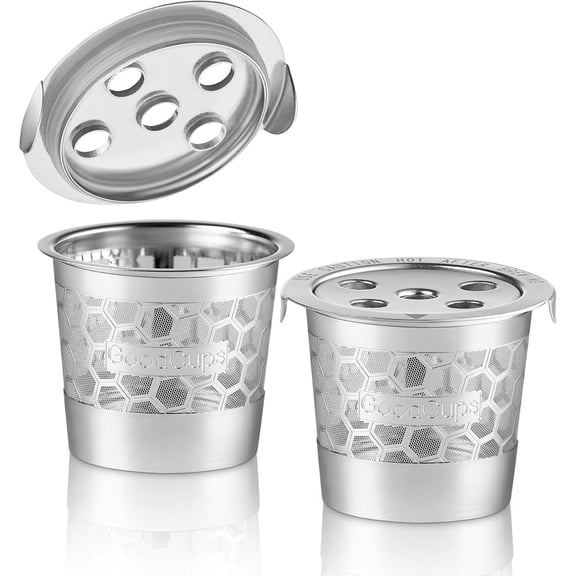 UYWZQ-2 Stainless Steel Reusable K Cups for Keurig K Supreme, K Supreme Plus, K Slim, K-Brew Chill, K-Duo Hot & Iced with MultiStream Technology - 2 Refillable Kcups Coffee Filters for Keurig Coffee