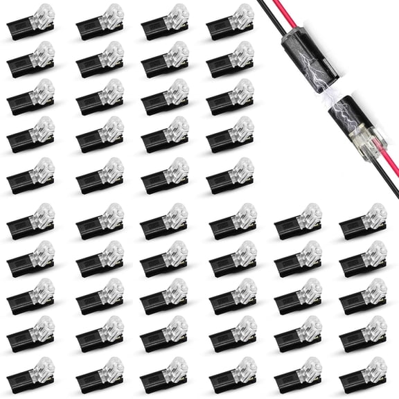 UYWZQ-50 Pack Wire Connectors, Low Voltage 2 Pin Quick Splice Wire Connectors, Solderless Wire Splice Connector for 12V Landscape Lighting, LED Light Strips, and Home Wiring Projects