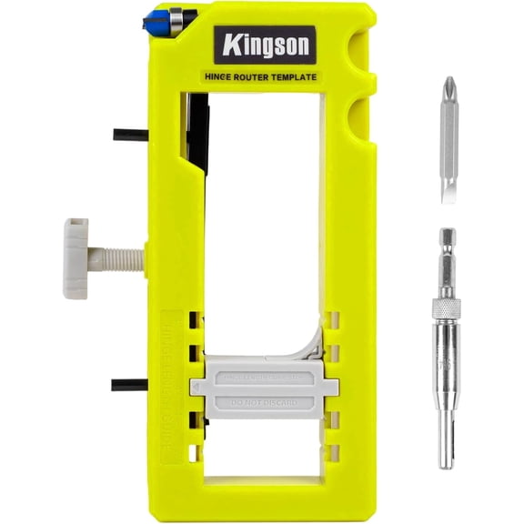 UYWZQ-Adjustable Door Hinge Jig Router Template Kit, Hinge Mortising Guide Fits 3"-5" Length, 1/4" & 5/8" Thickness Door Hinges with Drill Bits