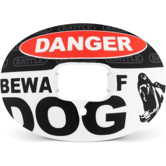 UYWZQ-Battle Sports Oxygen Football Mouthguard - Football Mouth Guard with Strap, Superior Airflow & Better Performance, Maximum Breathability, Works with Braces - Beware of Dog/Black