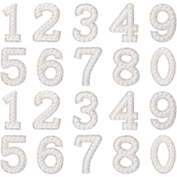 UYWZQ-COHEALI Rhinestone Pearl Iron on Number Patches for DIY Clothing Decoration Heat Transfer Appliques for Clothes Shoes Bags Hats