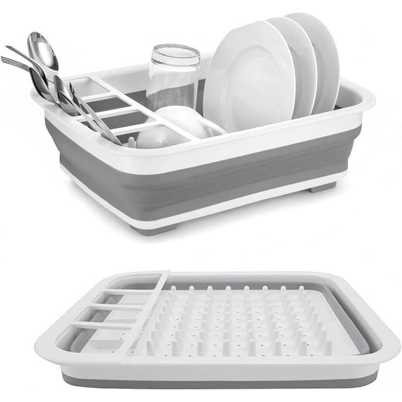 UYWZQ-Collapsible Bowls, Plates, and Dishes Drainer, Portable Space-Saving Dish Rack for Kitchen, RV, Campers, and Travel Trailers
