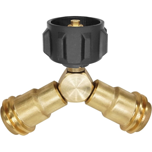 UYWZQ-DOZYANT Propane Splitter, Propane Tank Y Splitter Adapter with Gauge, 2 Way LP Gas Adapter Tee Connector for 20lb Propane Tank Cylinder, Work with BBQ Grills, Camping Stoves, Gas Burners, Heate