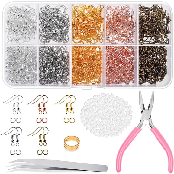 UYWZQ-Earring Hooks, Audab 1400pcs Making Kit with 200pcs Ear Ring 1000pcs Jump Rings,