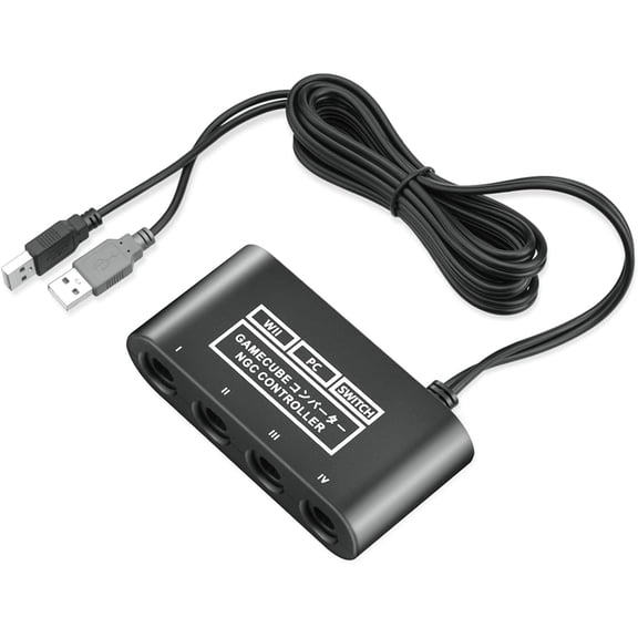 UYWZQ-Gamecube Adapter for Nintendo Switch / Wii U / PC and Switch 2 Gamecube Controller Adapter, Super Smash Bros Adapters for NGC Controller, Support Turbo and Vibration Features with 180cm USB Cab