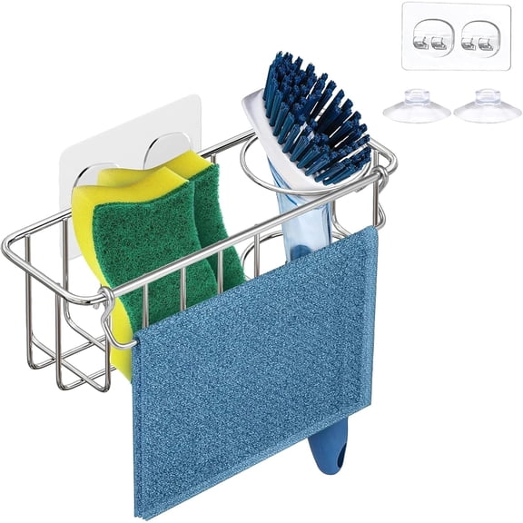 UYWZQ-KESOL RustProof Sponge Holder Caddy for Kitchen, Stainless Steel Organizer, Brush Holder, 304 Accessories, Suction Cup + Adhesive