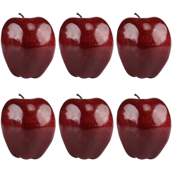 UYWZQ-Kesoto 6pcs Artificial Red Apples Fake Fruit House Kitchen Party Decoration, Faux Big Red Apples, 3.3 x 2.9 Inches