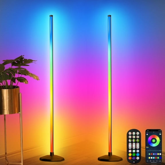 UYWZQ-LanAqua Corner Floor Lamp, Smart RGB LED Corner Lamp,16 Million Colors Changing LED Floor Lamp with App and Remote Control,Music Sync & Timer Mood Lighting for Living Room,Smart Floor Lamp