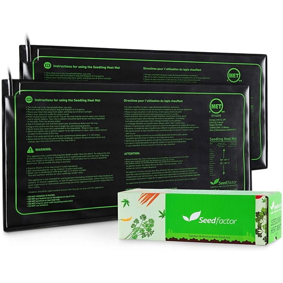 UYWZQ-MET Certified 2 Pack Seedling Heat Mat, Seedfactor Waterproof Durable Germination Station Heat Mat, Warm Hydroponic Heating Pad for Indoor Home Gardening Seed Starter(10" X 20")