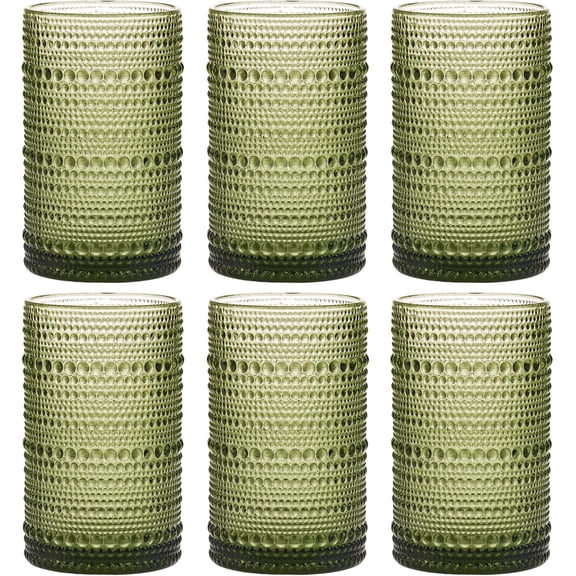 UYWZQ-Moretoes Hobnail Drinking Glasses Set of 12,12 Oz Clear Highball Glasses Cups Vintage Kitchen Bar Tumbler Glassware Set for Whiskey, Beer, Juice, Milk and Various Mixed Drinks