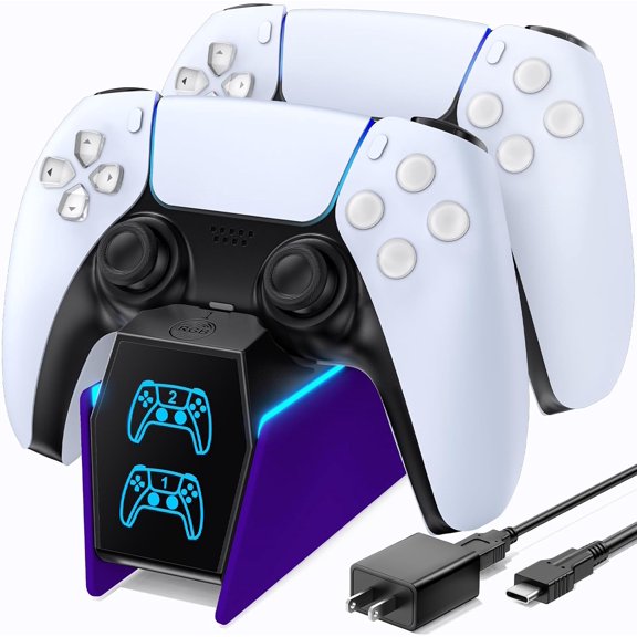 UYWZQ-OIVO PS5 Controller Charger with Fast Charging AC Adapter, PS5 Controller Charging Station Stand for PlayStation 5, Docking Station Replacement for PS 5 Accessories Kits