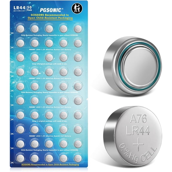 UYWZQ-PGSONIC 50 Pack LR44 Batteries, 1.5 Volt Alkaline Button Cell Batteries with Long Lasting Power