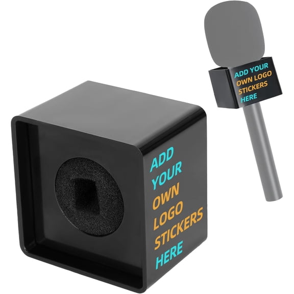 UYWZQ-SUNMON 1 Pcs Microphone Flag Station Portable Square Cube ABS Interview Microphone Logo Flags for News Live Reporter and KTVBlack