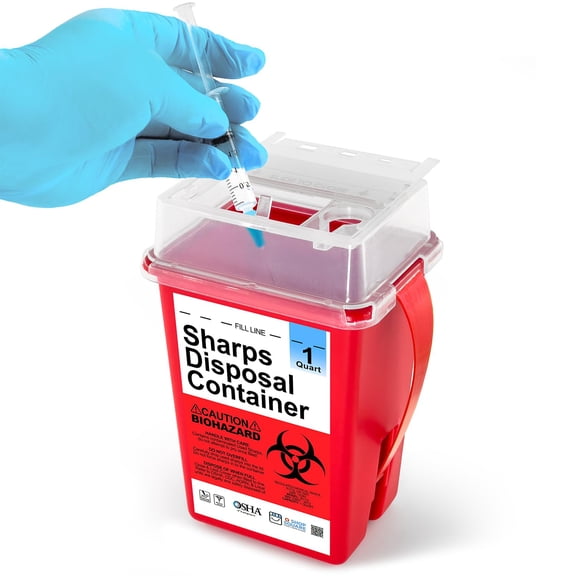UYWZQ-Sharps Containers for Home Use, Sharps Disposal, Needle Disposal, Biohazard Containers, Small - 1 Quart - 3 Pack