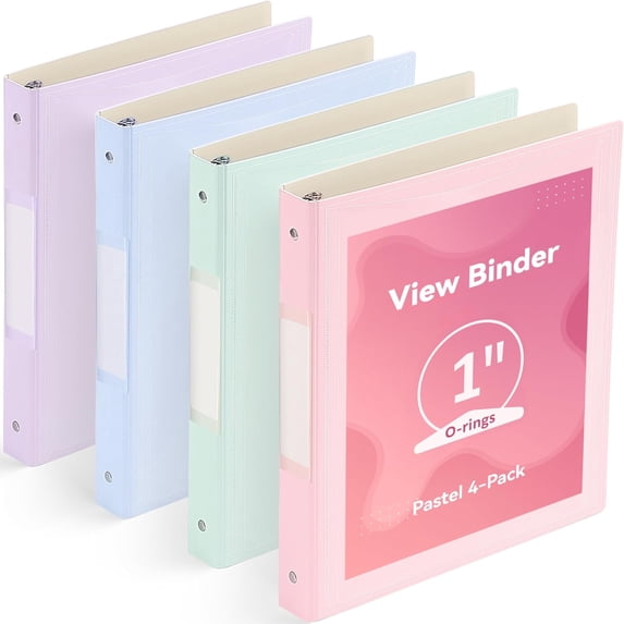 UYWZQ-SortRax 1 Inch Binders 3 Ring, 4 Pack Cute Pastel Binders, Built ...
