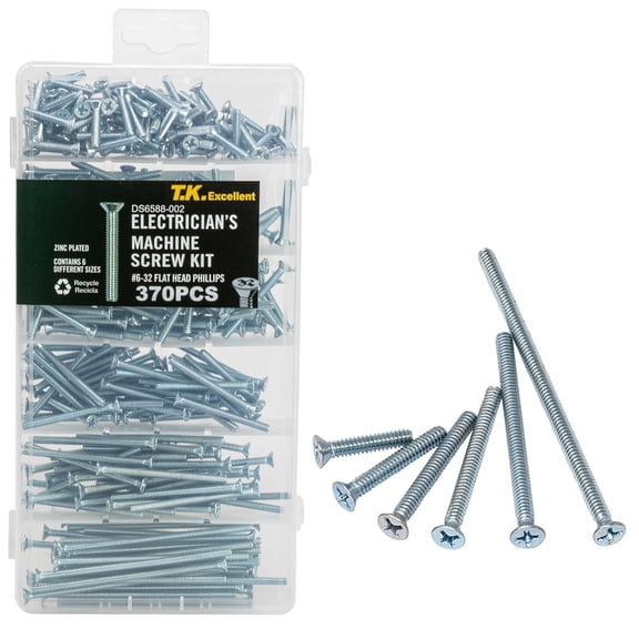 UYWZQ-T.K.Excellent Flat Head Phillips Electrician's Machine Screw Kit,370 Pcs