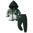 thumbnail image 1 of UYYX 6T Boys Clothes 2T Boys Clothes Toddler Baby Boys Clothes Cotton Lattice Button Down Hooded Tops +Pants Boys Fall Winter Outfits, 1 of 5