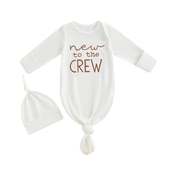 UYYX Baby Girl Outfits Infant Baby Girls Knotted Gown Bodysuit Hat Set Stretchy Knit Long Sleeve All Season(0-3 Months,White)