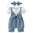thumbnail image 1 of UYYX Baby Rompers Girl Baby Girl Clothes 12 Months Newborn Baby Girl Outfit Ruffle Romper Cute Jumpsuit Clothes And Headband, 1 of 9