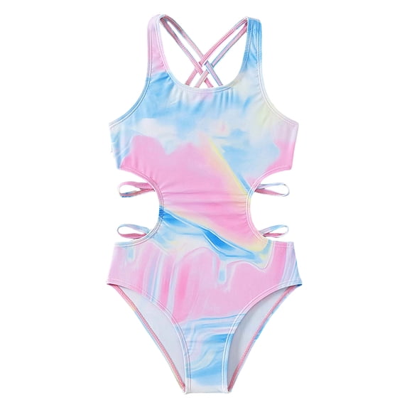 UYYX Bathing Suit Girls Girls Bathing Suits Size 10-12 Girl Swimsuit One Piece Bathing Suit For Girls Solid Color Straps Padded Swimwear