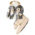 thumbnail image 1 of UYYX Boy Outfits 3T Boys Pants Toddler Boy Clothes Plaid Hooded Shirt - 2 Piece Outfit: Button Front Toddler Hoodie & Sweatpants Set, 1 of 9