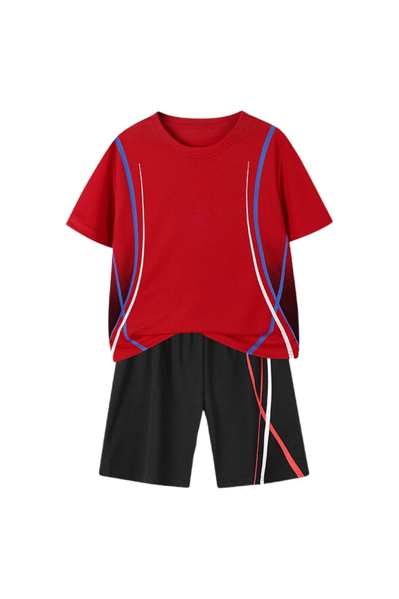 Boys Clothes Size 8 Boys Comfort Short Sleeve Clothing Set Soft Top & Elastic Waist Shorts Outfit for Active Kids(7-8 Years,Red)