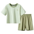 thumbnail image 1 of UYYX Boys Spring Outfits Tween Boys Clothes Summer Short Sleeve Top & Shorts Set 2-Piece Casual Outfit（13-14 Years,Green), 1 of 7