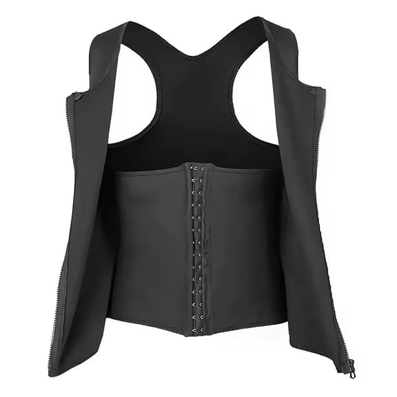 UYYX Compression Vest For Men Men’s Slimming Sleeveless Tank Front Full Zipper Adjustable Inner Hooks Waist Shaping Casual Top(S,Black)