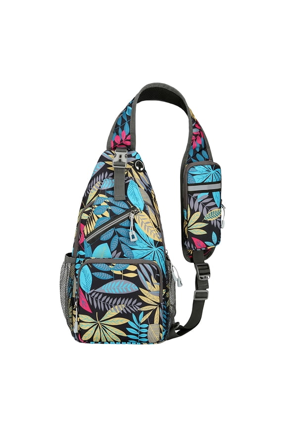 Crossbody Backpack For Women Unisex Casual Sling Backpack Tropical Leaf Print Multi Pocket Water Resistant Chest Bag(Multicolour)