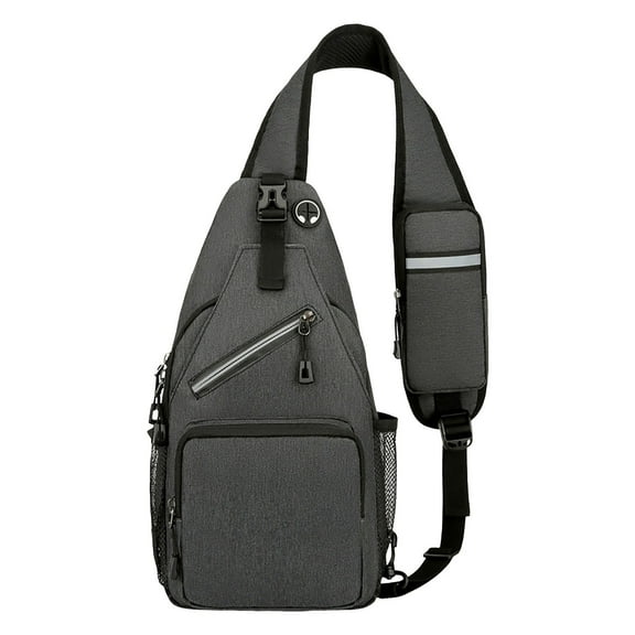 UYYX Crossbody Backpack Weekend Travel Chest Sling Backpack Tropical Leaf Print Multi Storage Crossbody Pack（Dark Gray）