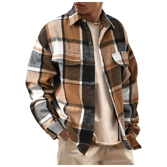 UYYX Flannel Shirt For Men Mens Winter Shirts Mens Flannel Shirts Long Sleeve Flannel Shirt For Men Casual Button Down Brushed Shirt XXL