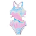 thumbnail image 1 of UYYX Girl Bathing Suit Swimsuit Girls 10-12 Girl Swimsuit One Piece Bathing Suit For Girls Solid Color Straps Padded Swimwear, 1 of 8