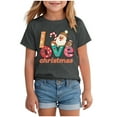thumbnail image 1 of UYYX Girls Black Shirt Kids Christmas Shirts Girls Short Sleeve T Shirts Kids Summer Tops Crewneck Tees 7-8 Years, 1 of 3