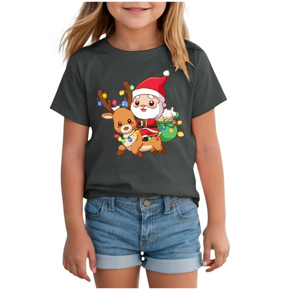 UYYX Girls Tops Size 10-12 Cute Tops For Girls Girl T-Shirt - Kids Graphic Christmas Shirts Gifts Top 9-10 Years