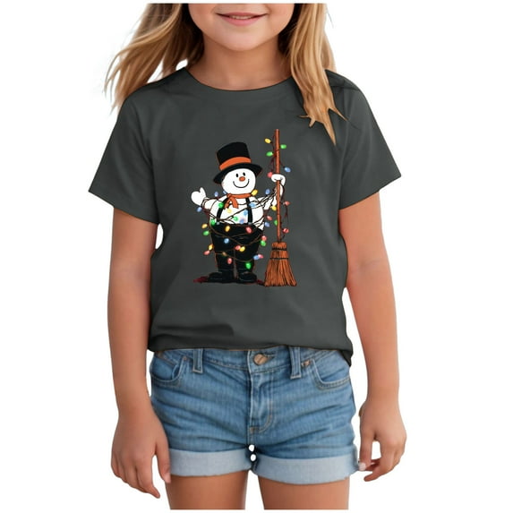 UYYX Girls White Shirt Girls White T Shirt Girls Short Sleeve T Shirts Kids Summer Tops Crewneck Tees 13-14 Years