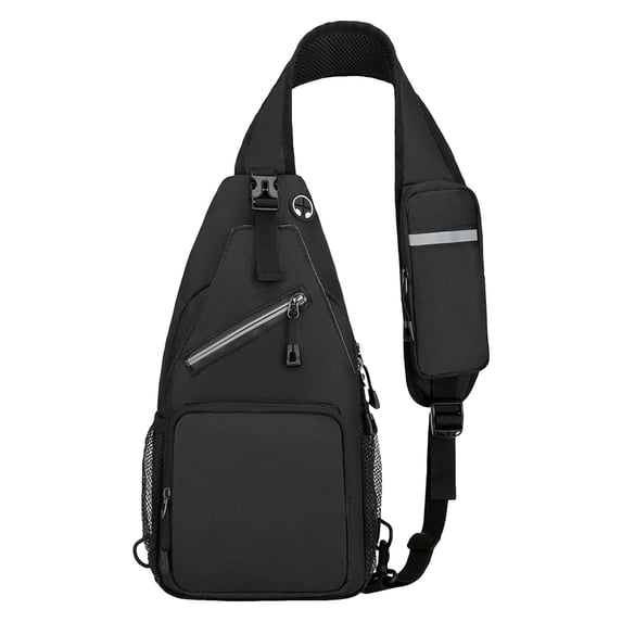 UYYX Gym Bag For Women Lightweight Floral Leaf Print Sling Chest Bag Water Resistant Crossbody Bag for Commute(Black)