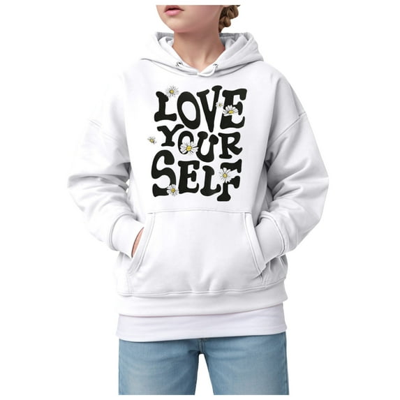 UYYX Kid Clothes Teenage Girl Clothes Girls Casual Long Sleeve Hoodies Cute Oversized Pocket Sweatshirt Tops 6-7 Years