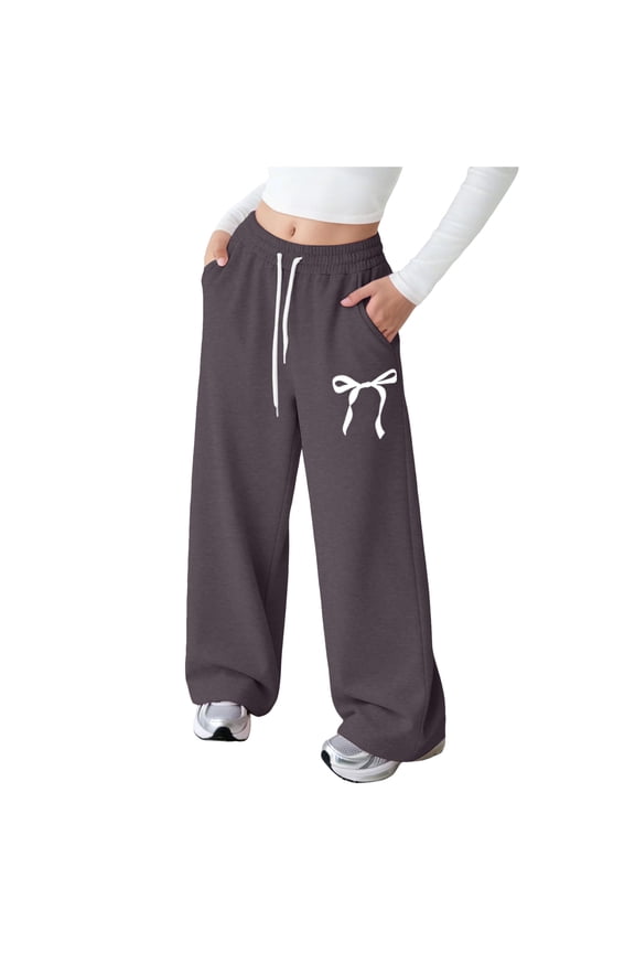 Kids Sweatpants Sweat Pants For Girls Girls Bowknot Sweatpants Baggy Wide Leg Sweat Pants Teen With Pockets Mid Rise Casual Kids