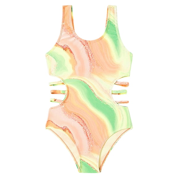 UYYX Kids Swimsuits Girl Swimsuit Size 10-12 Girl Swimsuit One Piece Bathing Suit For Girls Solid Color Straps Padded Swimwear