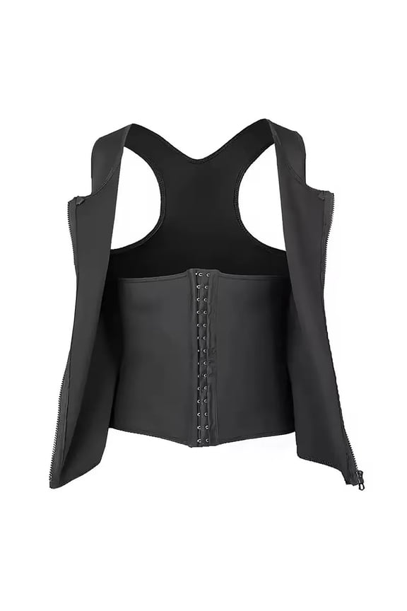 Mens Compression Tank Top Men Firm Control Sleeveless Shaping Top Front Full Zipper Inner Hook Closure Waist Trimming Tank(XXXL,Black)