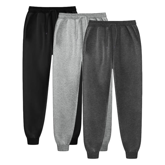 UYYX Mens Joggers With Pockets Men Sweatpants 3 Pack Fleece Active Joggers For Men, Mens Sweatpants With Pockets L
