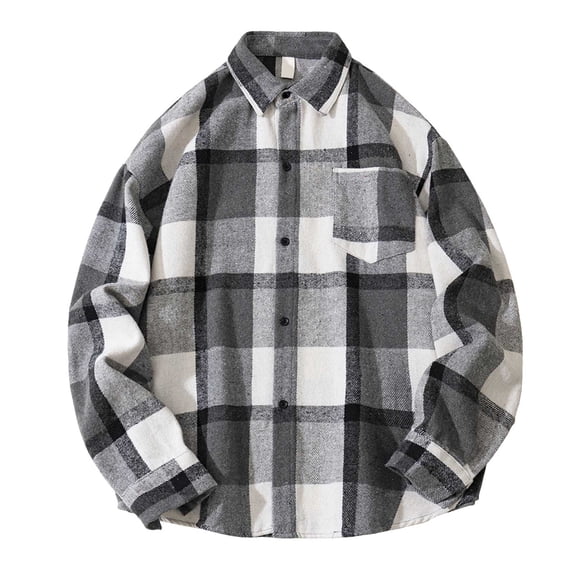 UYYX Mens Shirt Plaid Shirt Men Mens Flannel Shirts Long Sleeve Flannel Shirt For Men Casual Button Down Brushed Shirt XXL
