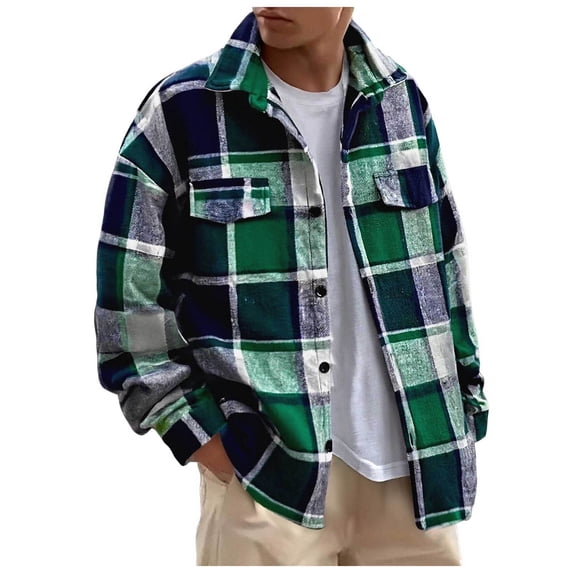 UYYX Mens Thanksgiving Shirt Winter Shirts For Men Mens Flannel Shirts Long Sleeve Lightweight Plaid Shirt Casual Button Down Shirts Jacket L