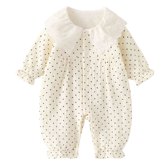 UYYX Newborn Baby Girl Clothes Newborn Baby Girls Mini Rose Floral Lace Waffle Romper Elastic Ruffle Cuff Long Sleeve Spring Outfit(6-9 Months,Black)