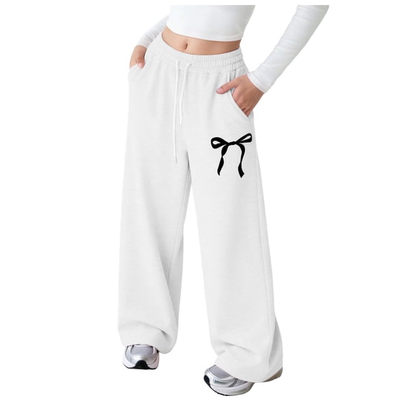 UYYX Pants For Girls Girls Clothes Size 12 Girl'S Bowknot Baggy Sweatpants Lightweight Straight Leg Athletic Pants With Pockets