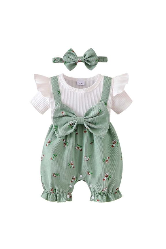 Ropa De Bebe NiñA Baby Girl Clothes 3-6 Months Newborn Baby Girl Fall Clothes Bow Jumpsuits Ruffle Short Sleeve Outfit Infant Cute Romper