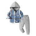 thumbnail image 1 of UYYX Size 7 Boys Clothes 2T Boys Clothes Toddler Boy Clothes Plaid Hooded Shirt - 2 Piece Outfit: Button Front Toddler Hoodie & Sweatpants Set, 1 of 9
