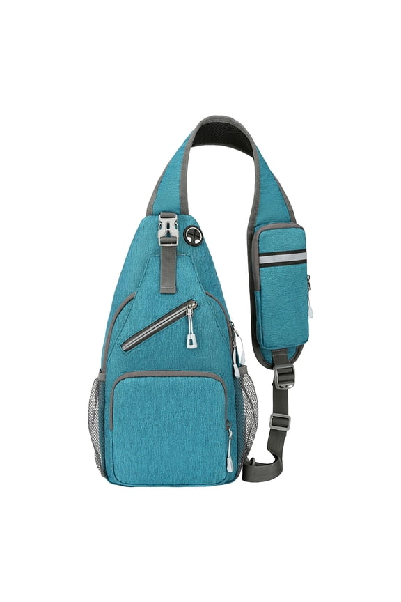 Small Hiking Backpack Travel Sling Chest Bag Leaf Floral Pattern Water Resistant Crossbody Backpack（Green）