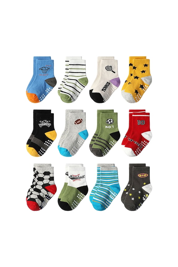 Socks For Toddler Girls Boys Socks 5-6 Year Old Toddler Grip Socks Non Slip Crew Cute Seamless Socks For Boys Girls Infants Kids 3-5 Years Multi Pcs